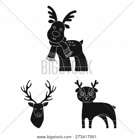 Vector Design Of Elk And Head Logo. Collection Of Elk And Stag Stock Vector Illustration.