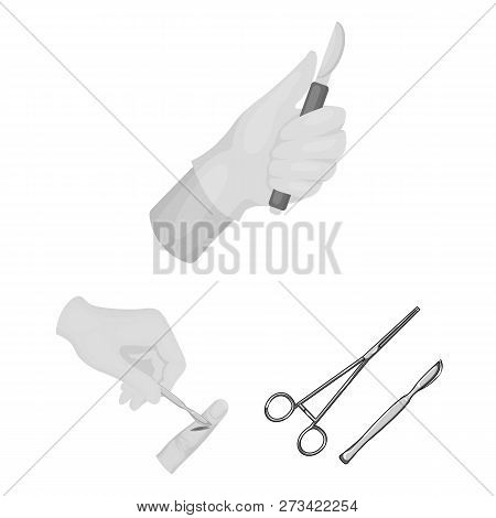 Vector Illustration Of Scalpel And Medical Icon. Set Of Scalpel And Healthcare Vector Icon For Stock