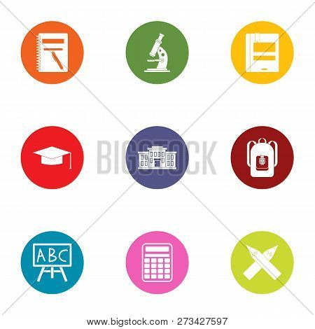 Day Of School Icons Set. Flat Set Of 9 Day Of School Icons For Web Isolated On White Background