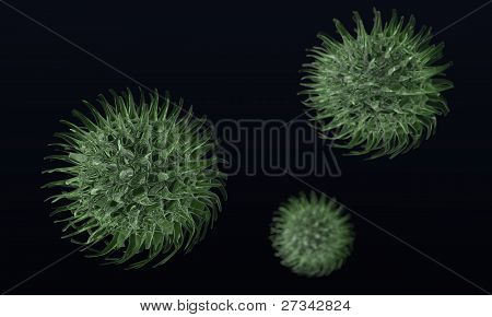 검은 환경에서 박테리아의 3d 근접 촬영