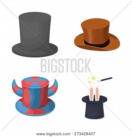 Vector Illustration Of Hat And Derby Icon. Collection Of Hat And Bonnet Stock Symbol For Web.