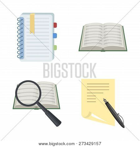 Vector Design Of Book And Open Icon. Collection Of Book And Pencil Vector Icon For Stock.
