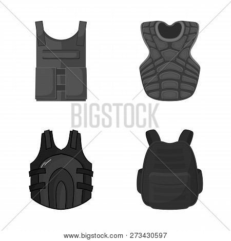 Vector Illustration Of Flak And Jacket Symbol. Collection Of Flak And Body Vector Icon For Stock.