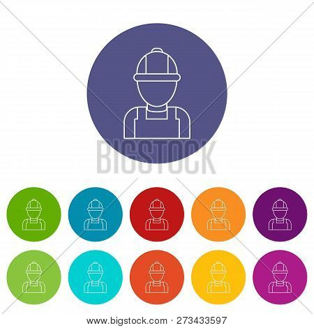 Man Mechanic Icons Color Set For Any Web Design On White Background