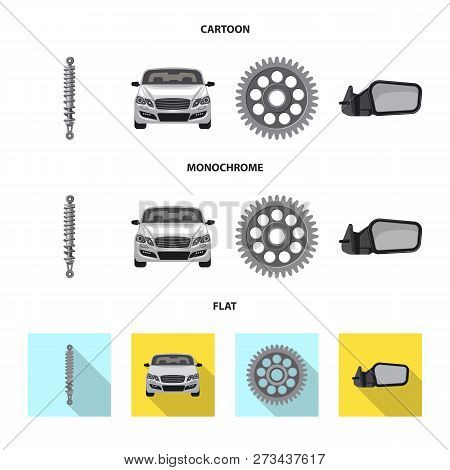 Vector Illustration Of Auto And Part Sign. Set Of Auto And Car Vector Icon For Stock.