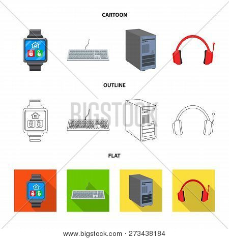 Vector Design Of Laptop And Device Sign. Set Of Laptop And Server Stock Symbol For Web.