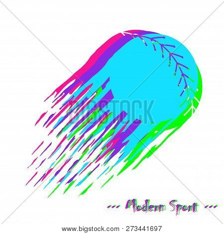 Modern Style Vector Background With Softball Design And Glitch Effect.