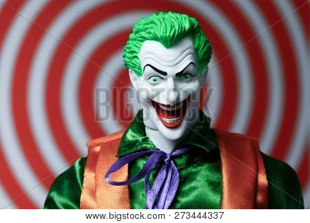 DEC 9 2018: DC Comic bad guy The Joker - Mego Action Figure