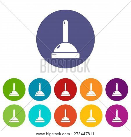 Plunger Icons Color Set For Any Web Design On White Background