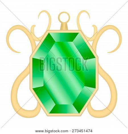 Emerald Gemstone Mockup. Realistic Illustration Of Emerald Gemstone Mockup For Web Design Isolated O