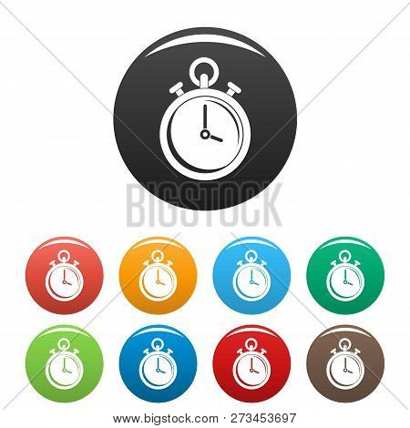 Contraceptive Stopwatch Icons Set 9 Color Isolated On White For Any Design
