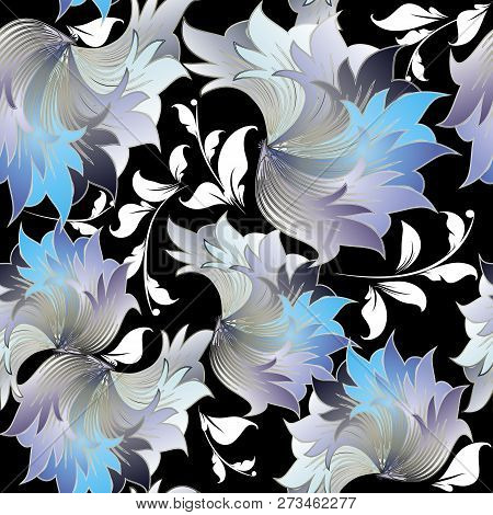 Elegance Vintage Flowers Vector Seamless Pattern. Ornamental Bea