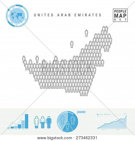 United Arab Emirates People Icon Map. People Crowd In The Shape Of A Map Of Uae. Stylized Silhouette
