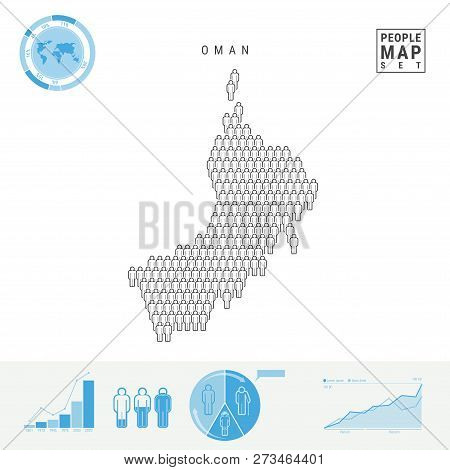 Oman People Icon Map. People Crowd In The Shape Of A Map Of Oman. Stylized Silhouette Of Oman. Popul