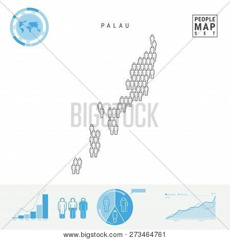 Palau People Icon Map. People Crowd In The Shape Of A Map Of Palau. Stylized Silhouette Of Palau. Po