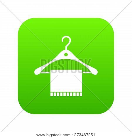 Scarf On Coat Hanger Icon Digital Green For Any Design Isolated On White Illustration