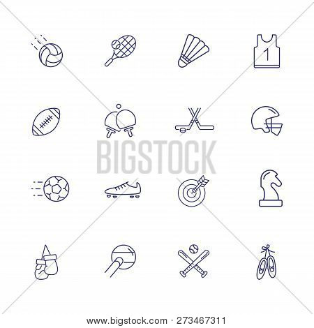 Active Lifestyle Icon Set. Set Of Line Icons On White Background. Sport Concept. T-shirt, Rugby, Bic