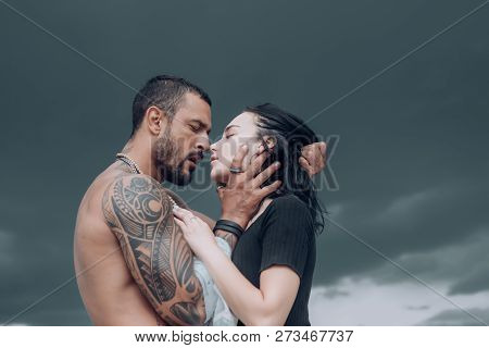 Embrace And Kiss. Couple In French Kiss. In Love And I Love You. Sensual Embrace Couple Kiss. Couple
