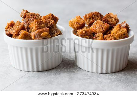Stack Of Crispy Rye Crouton Bread Biscuits