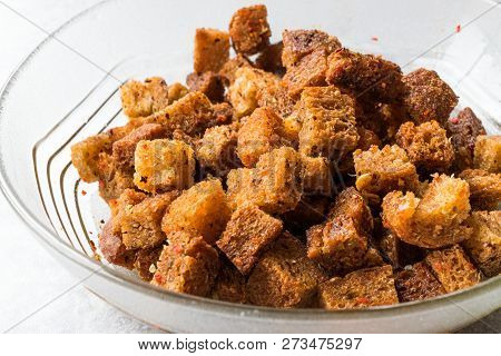 Stack Of Crispy Rye Crouton Bread Biscuits