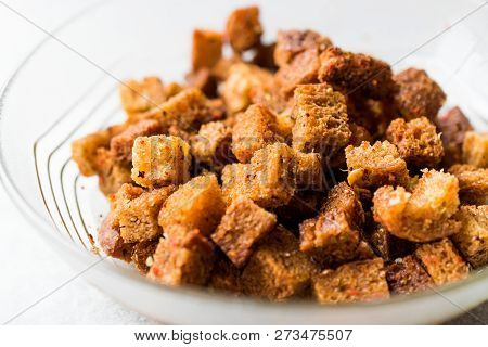 Stack Of Crispy Rye Crouton Bread Biscuits