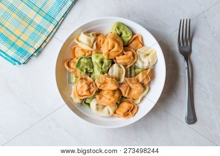 Tri Colored Tortellini Pasta / Multicolor Or Colorful