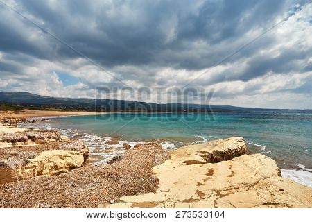 Cyprus - Mediterranean Sea Coast. Lara Beach In Paphos District.