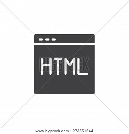 Webpage Html Code Vector Icon. Filled Flat Sign For Mobile Concept And Web Design. Programming And C