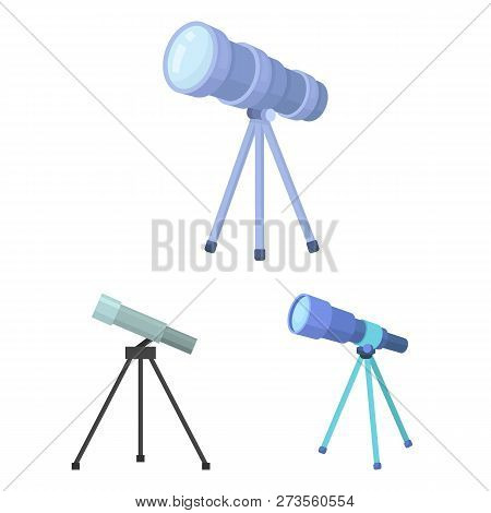 Vector Design Of Telescope And Binoculars Sign. Set Of Telescope And History Vector Icon For Stock.