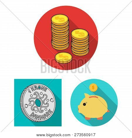 Vector Design Of Coin And Treasure Icon. Set Of Coin And Money  Vector Icon For Stock.