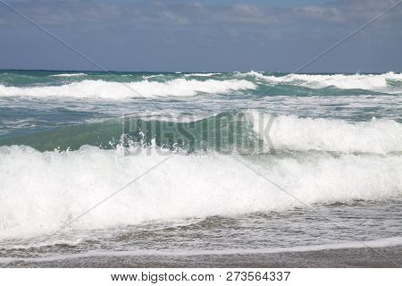Beauty Of Real Storm On A Sea Beach