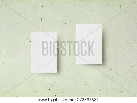 Business Card Mock-up Template Japanese Green Textured Paper Background