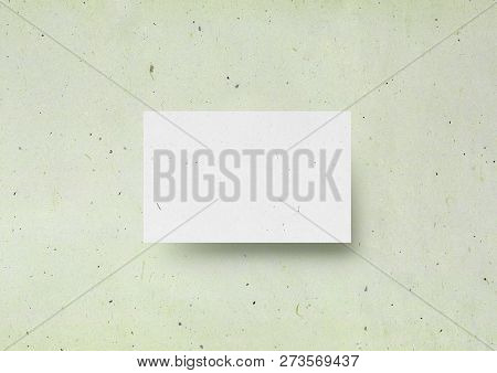 Business Card Mock-up Template Japanese Green Textured Paper Background