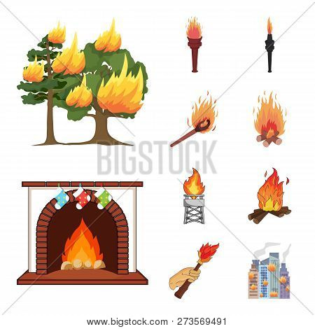 Vector Illustration Of Fire And Flame Symbol. Set Of Fire And Fireball Stock Vector Illustration.