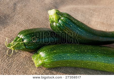 Økologisk Zucchini på sæk baggrund