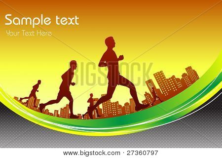 Abbildung der Mann läuft auf Marathon in Stadt Hintergrund