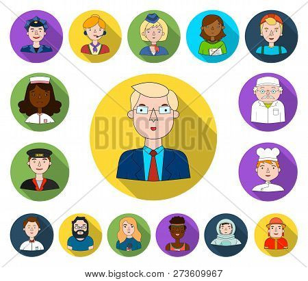 People Of Different Professions Flat Icons In Set Collection For Design. Worker And Specialist Vecto