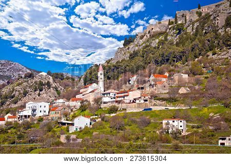 Town And Fortress Of Klis Near Split View, Dalmatia Region Of Croatia
