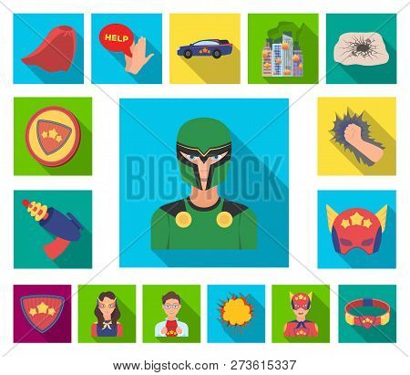 A Fantastic Superhero Flat Icons In Set Collection For Design. Superheros Equipment Vector Symbol St