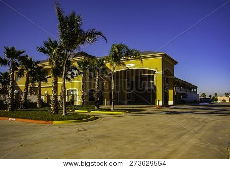By A Beautiful Blue Sky We See A Tropical Shaped Architecture. Hidalgo, Texas, U.s.a .; January 5, 2
