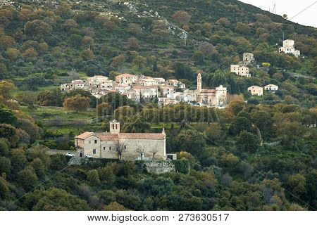 The Village Of Lavatoggio In The Balagne Region Of Corsica