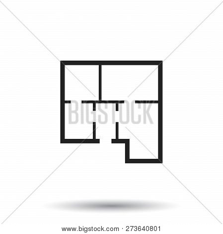 House Plan Simple Flat Icon. Vector Illustration On White Backgr