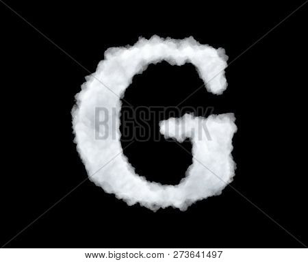 3d Rendering Of Thick White Cloud G Letter On Black Background