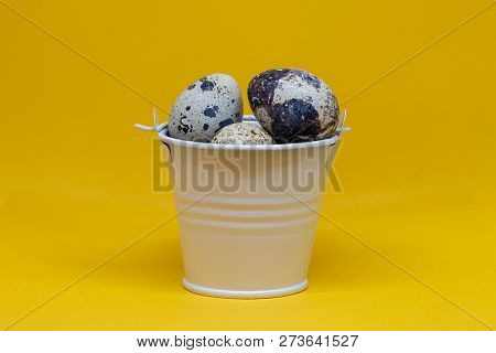 Small Easter Eggs In A White Bucket
