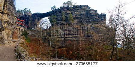 Pravcice Gate Rock Arch In Saxon Switzerland In Hrensko Village