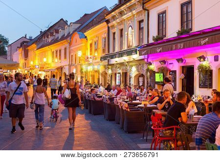 Zagreb, Croatia - Aug 25, 2017: Locals And Tourists Having A Dinner At Restaurants At Ivana Racica S