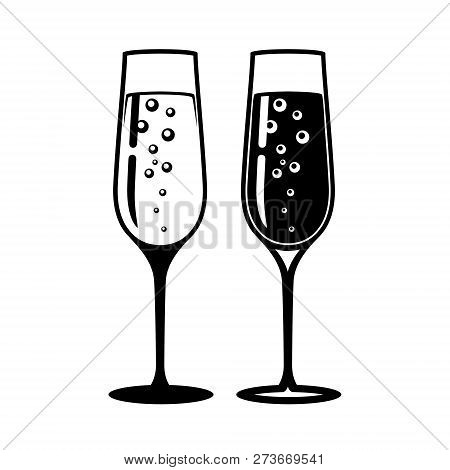 Champagne Glass Vector Icon.