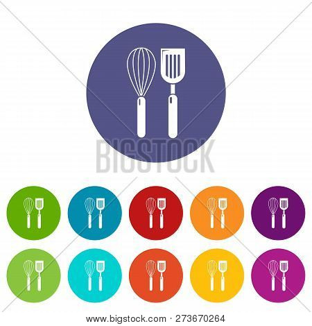 Cutlery Bake Icons Color Set For Any Web Design On White Background