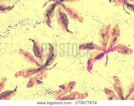Yellow Pink Exotic Pattern. Monstera And Hibiscus Flowers Tropical Bouquet.  Hawaiian T-shirt And Sw