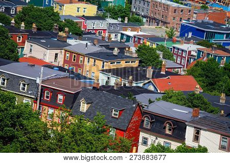 Historic local architecture in the old part of the city of St. John's, Newfoundland.